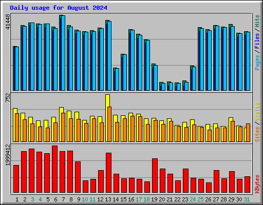 Daily usage for August 2024