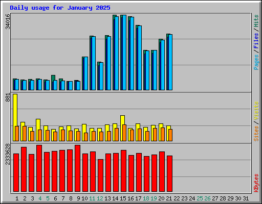 Daily usage for January 2025